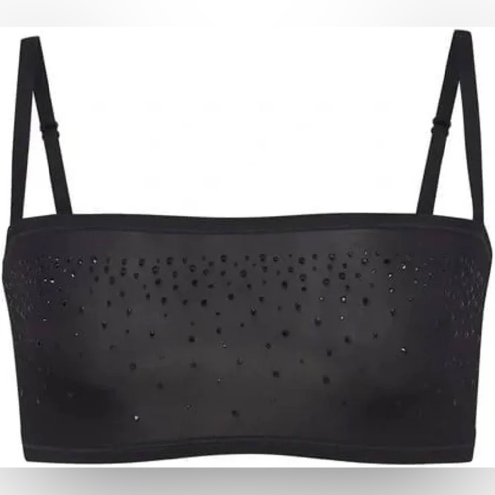 Skims Jelly Sheer Rhinestone Straight Neck Bralette • Size L